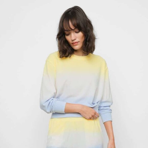 Rails Ramona Sweater Sky Blue Dip Dye Yellow Gradient Pastel Breezy Long Sleeve - Picture 2 of 11